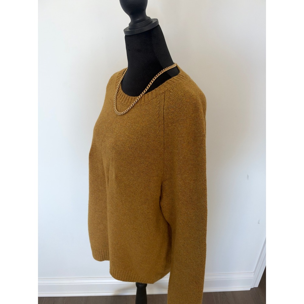 Banana Republic Mens Mustard Yellow Marled Knit Crewneck Raglan Sweater Large